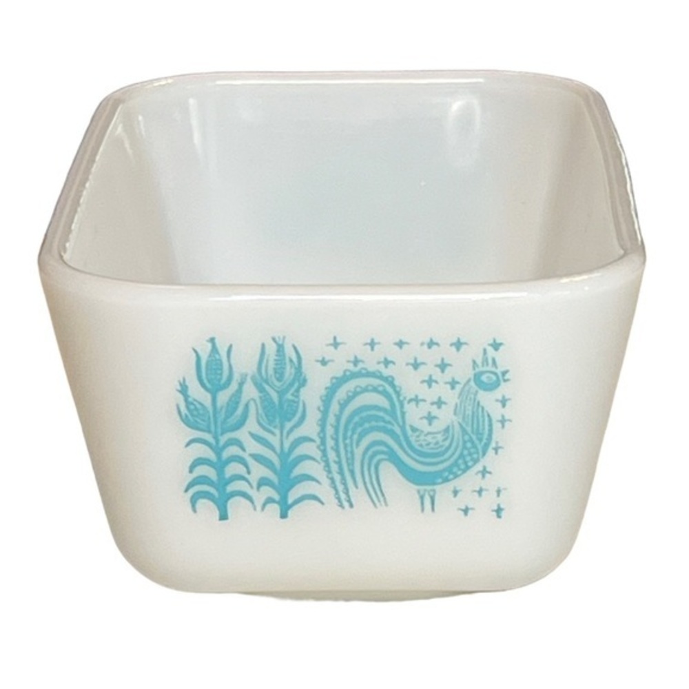 Vtg PYREX AMISH BUTTERPRINT Refrigerator Dish‎ 1.5 Pt Turquoise  502 No Lid
